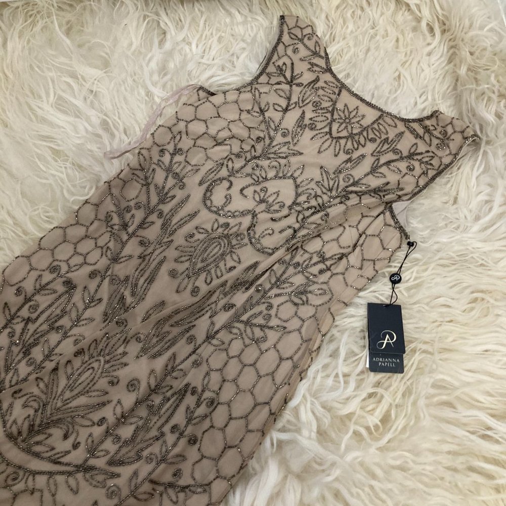 ADRIANNA PAPELL Sleeveless Beaded Short Dress - Picture 5 of 13